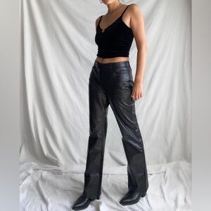 Vintage Leather Black Straight Leg Pants